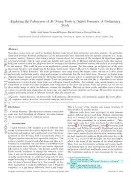 Exploring the Robustness of AI-Driven Tools in Digital Forensics: A
  Preliminary Study