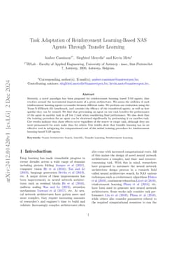 Task Adaptation of Reinforcement Learning-based NAS Agents through
  Transfer Learning