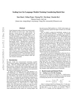 Scaling Law for Language Models Training Considering Batch Size
