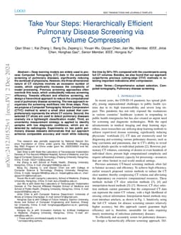Take Your Steps: Hierarchically Efficient Pulmonary Disease Screening
  via CT Volume Compression