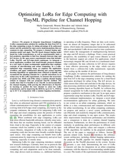 Optimizing LoRa for Edge Computing with TinyML Pipeline for Channel
  Hopping