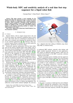 Whole-body MPC and sensitivity analysis of a real time foot step
  sequencer for a biped robot Bolt