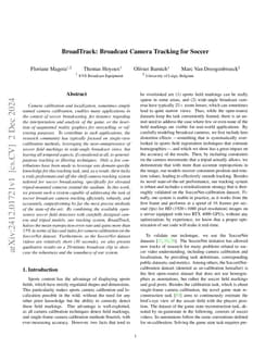 BroadTrack: Broadcast Camera Tracking for Soccer