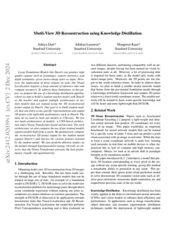 Mutli-View 3D Reconstruction using Knowledge Distillation