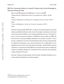 MEP-Net: Generating Solutions to Scientific Problems with Limited
  Knowledge by Maximum Entropy Principle