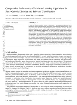 Comparative Performance of Machine Learning Algorithms for Early Genetic
  Disorder and Subclass Classification