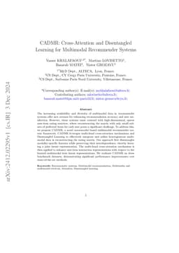 CADMR: Cross-Attention and Disentangled Learning for Multimodal
  Recommender Systems