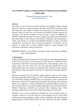Can ChatGPT capture swearing nuances? Evidence from translating Arabic oaths
