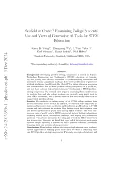 Scaffold or Crutch? Examining College Students' Use and Views of
  Generative AI Tools for STEM Education
