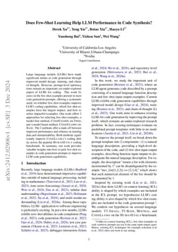 Does Few-Shot Learning Help LLM Performance in Code Synthesis?