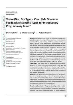 You're (Not) My Type -- Can LLMs Generate Feedback of Specific Types for
  Introductory Programming Tasks?