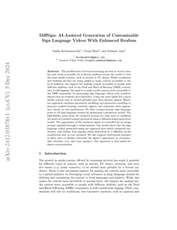 DiffSign: AI-Assisted Generation of Customizable Sign Language Videos
  With Enhanced Realism