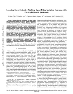 Learning Speed-Adaptive Walking Agent Using Imitation Learning with
  Physics-Informed Simulation
