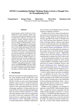 MTMT: Consolidating Multiple Thinking Modes to Form a Thought Tree for
  Strengthening LLM