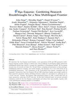 Aya Expanse: Combining Research Breakthroughs for a New Multilingual
  Frontier
