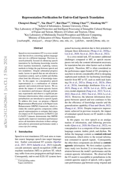 Representation Purification for End-to-End Speech Translation