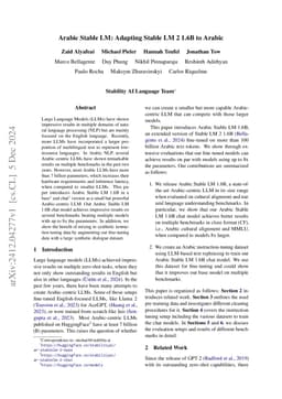 Arabic Stable LM: Adapting Stable LM 2 1.6B to Arabic