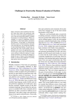 Challenges in Trustworthy Human Evaluation of Chatbots