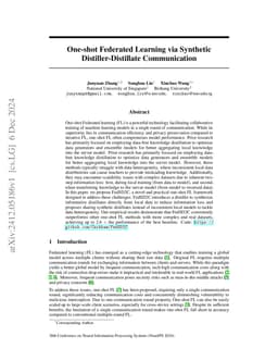 One-shot Federated Learning via Synthetic Distiller-Distillate
  Communication