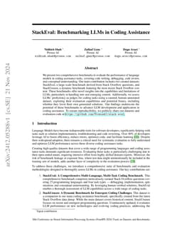 StackEval: Benchmarking LLMs in Coding Assistance