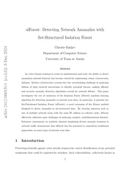 siForest: Detecting Network Anomalies with Set-Structured Isolation
  Forest