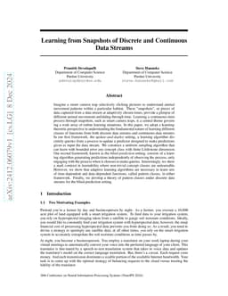 Learning from Snapshots of Discrete and Continuous Data Streams