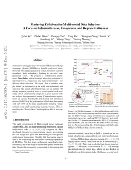 Mastering Collaborative Multi-modal Data Selection: A Focus on
  Informativeness, Uniqueness, and Representativeness