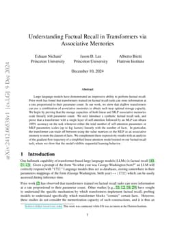 Understanding Factual Recall in Transformers via Associative Memories