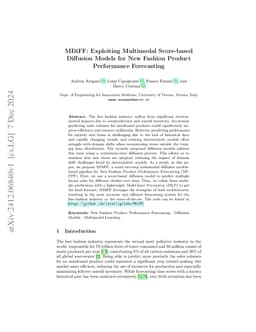 MDiFF: Exploiting Multimodal Score-based Diffusion Models for New
  Fashion Product Performance Forecasting