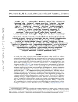 Political-LLM: Large Language Models in Political Science