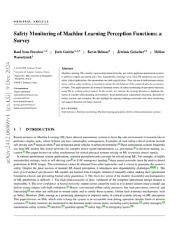 Safety Monitoring of Machine Learning Perception Functions: a Survey