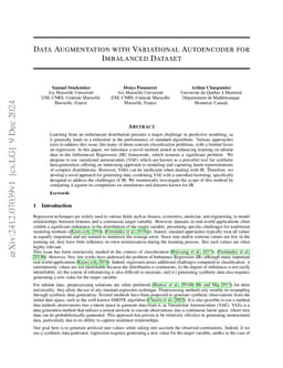 Data Augmentation with Variational Autoencoder for Imbalanced Dataset