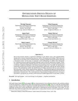 Optimization-Driven Design of Monolithic Soft-Rigid Grippers