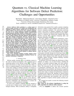 Quantum vs. Classical Machine Learning Algorithms for Software Defect
  Prediction: Challenges and Opportunities