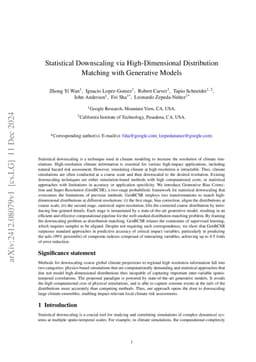 Statistical Downscaling via High-Dimensional Distribution Matching with
  Generative Models