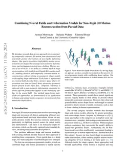 Combining Neural Fields and Deformation Models for Non-Rigid 3D Motion
  Reconstruction from Partial Data