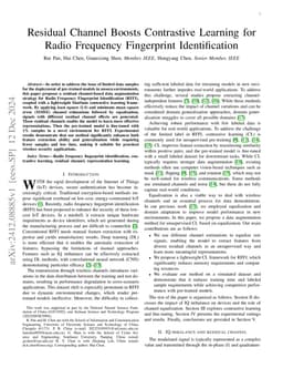 Residual Channel Boosts Contrastive Learning for Radio Frequency
  Fingerprint Identification