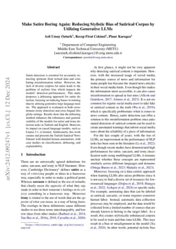 Make Satire Boring Again: Reducing Stylistic Bias of Satirical Corpus by
  Utilizing Generative LLMs