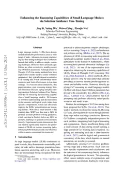Enhancing the Reasoning Capabilities of Small Language Models via
  Solution Guidance Fine-Tuning