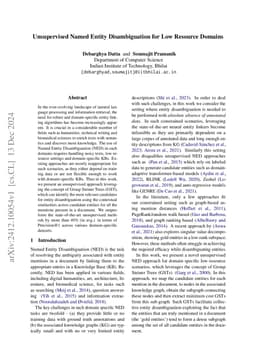 Unsupervised Named Entity Disambiguation for Low Resource Domains