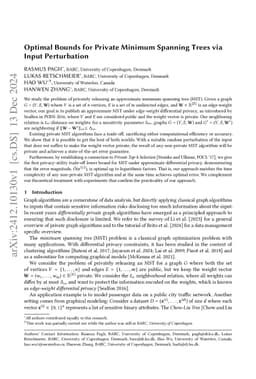 Optimal Bounds for Private Minimum Spanning Trees via Input Perturbation
