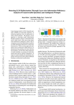 Detecting LLM Hallucination Through Layer-wise Information Deficiency:
  Analysis of Unanswerable Questions and Ambiguous Prompts