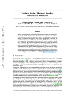 Scalable Early Childhood Reading Performance Prediction
