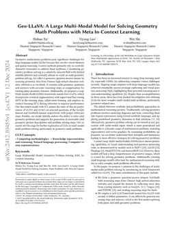 Geo-LLaVA: A Large Multi-Modal Model for Solving Geometry Math Problems
  with Meta In-Context Learning