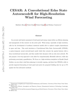 CESAR: A Convolutional Echo State AutoencodeR for High-Resolution Wind
  Forecasting