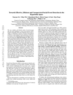 Towards Effective, Efficient and Unsupervised Social Event Detection in
  the Hyperbolic Space