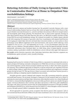 Detecting Activities of Daily Living in Egocentric Video to
  Contextualize Hand Use at Home in Outpatient Neurorehabilitation Settings