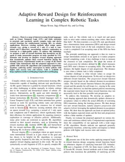 Adaptive Reward Design for Reinforcement Learning in Complex Robotic
  Tasks