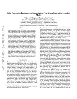 Edge Contrastive Learning: An Augmentation-Free Graph Contrastive
  Learning Model