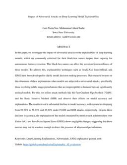 Impact of Adversarial Attacks on Deep Learning Model Explainability